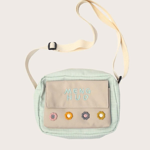 

Girls Floral Graphic Colorblock Crossbody Bag, Green