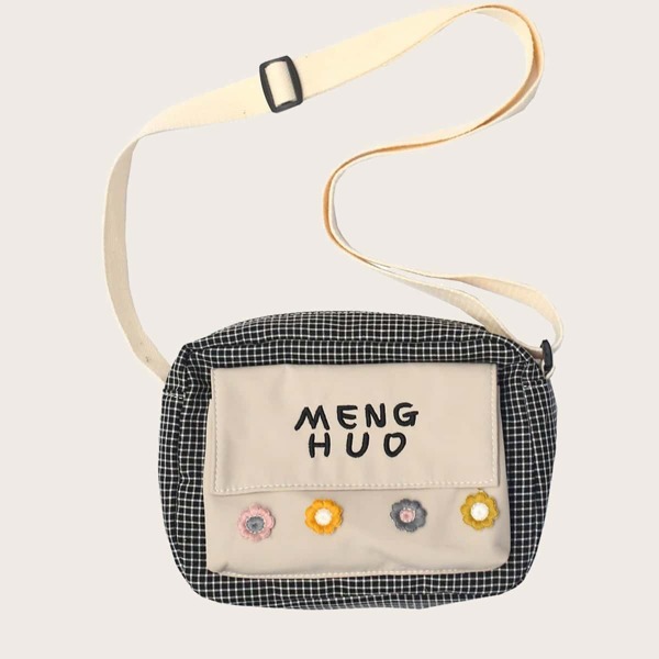 

Girls Floral Graphic Colorblock Crossbody Bag, Black