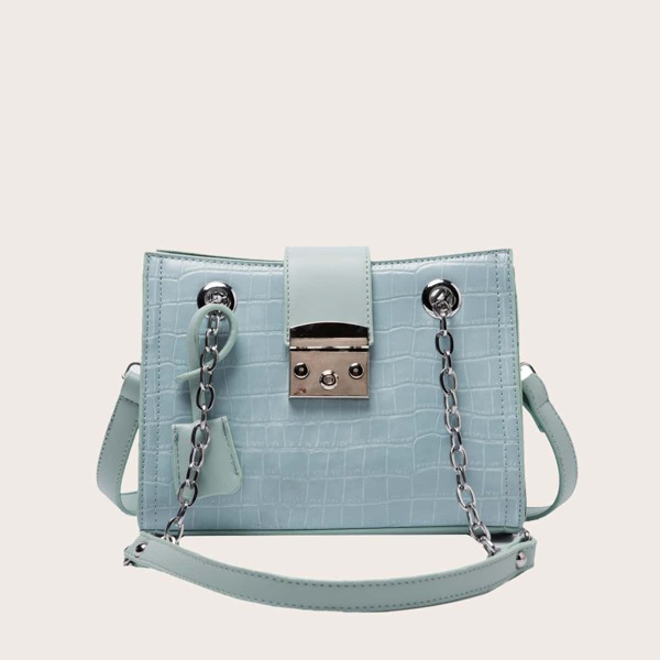 

Croc Embossed Shoulder Bag, Blue