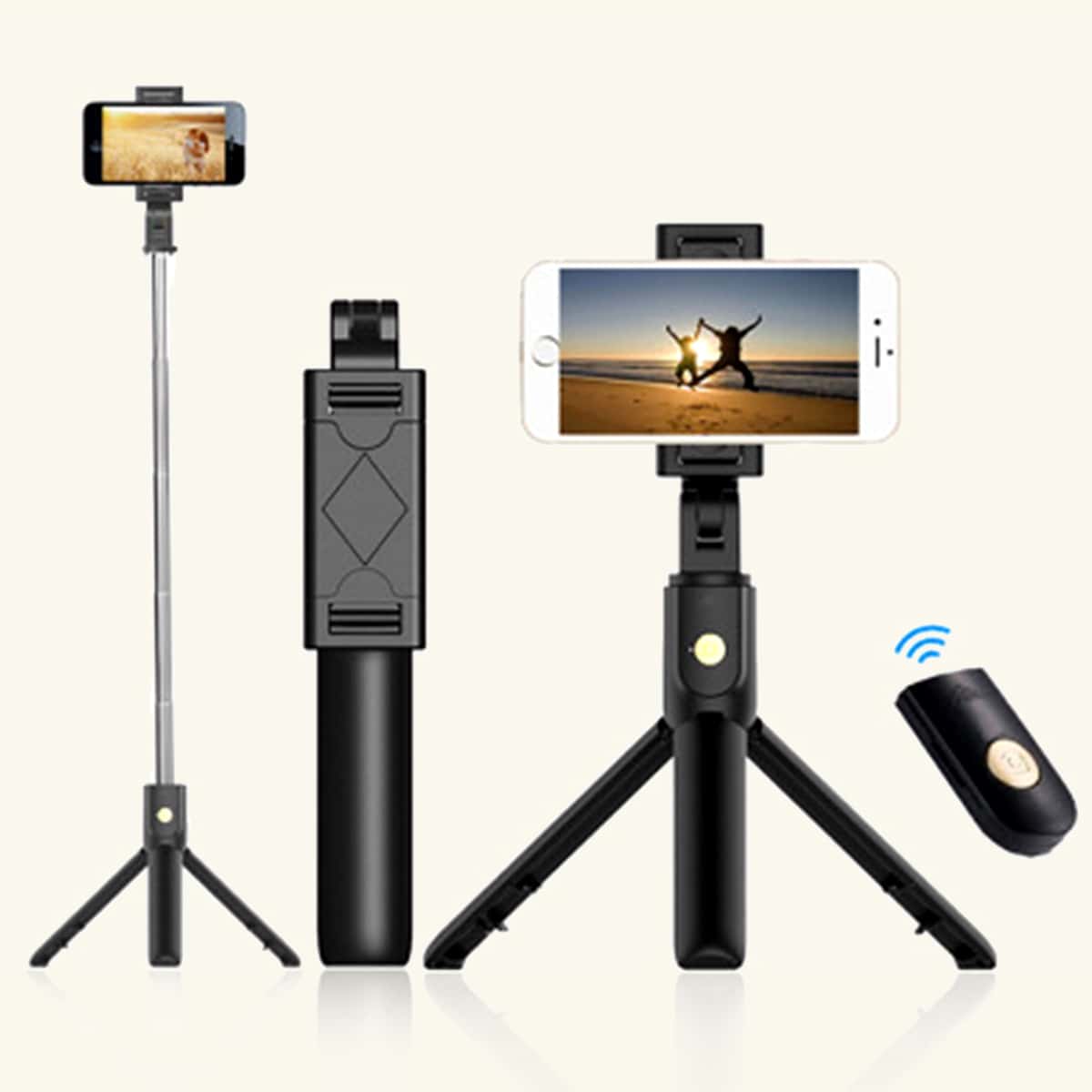 

1pc Wireless Bluetooth Telescopic Mobile Phone Selfie Stick Tripod, Black