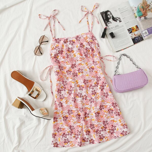 

Floral Print Knotted Cami Dress, Multicolor