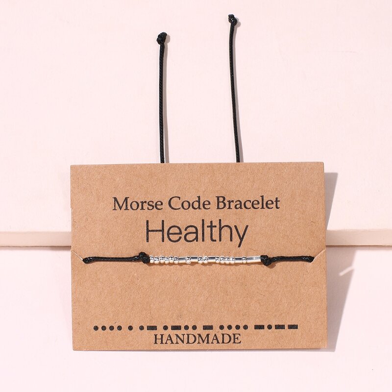 

1pc Morse Code Healthy Letter Bracelet, Black
