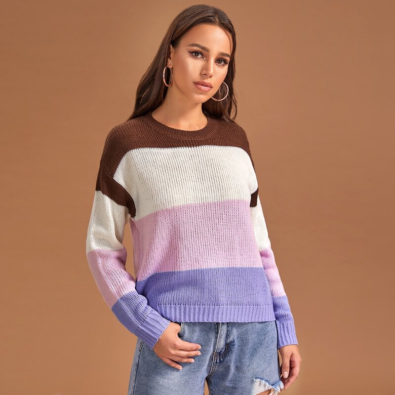 

Colorblock Drop Shoulder Sweater, Multicolor
