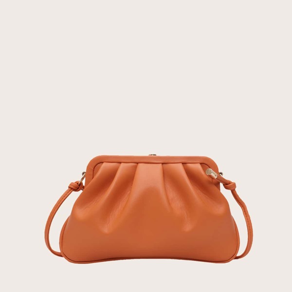 

Clip Top Ruched Bag, Orange