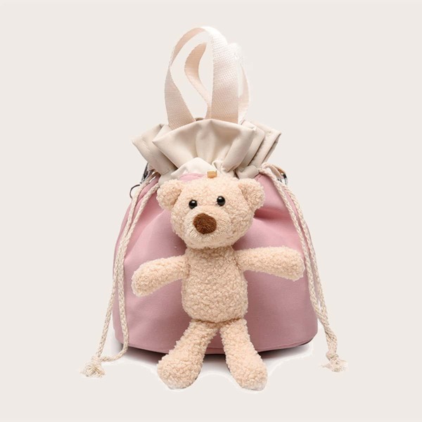 

Girls Cartoon Bear Decor Bucket Bag, Pink