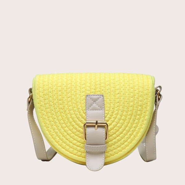 

Woven Flap Saddle Bag, Yellow