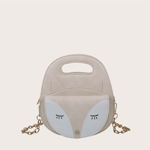 

Cartoon Fox Design Satchel Bag, White