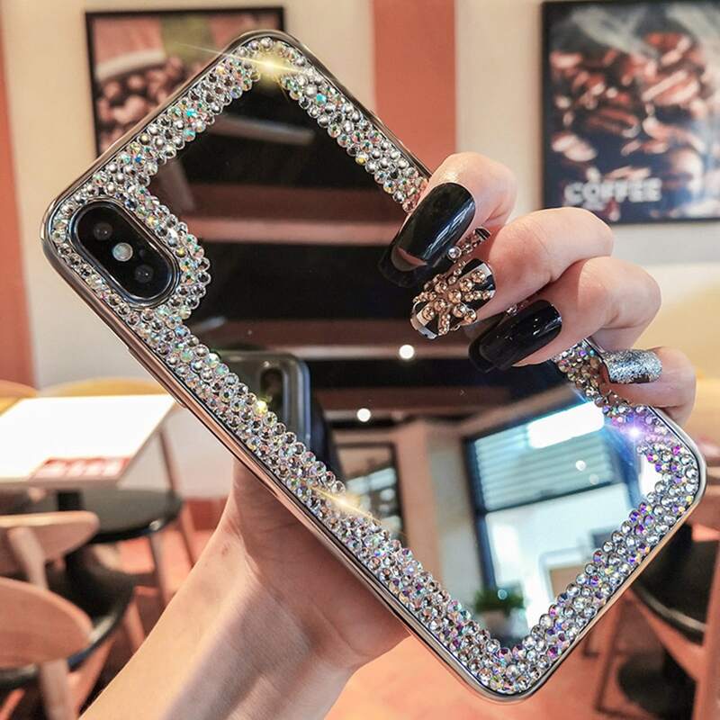 

Rhinestone Mirror iPhone Case, Silver