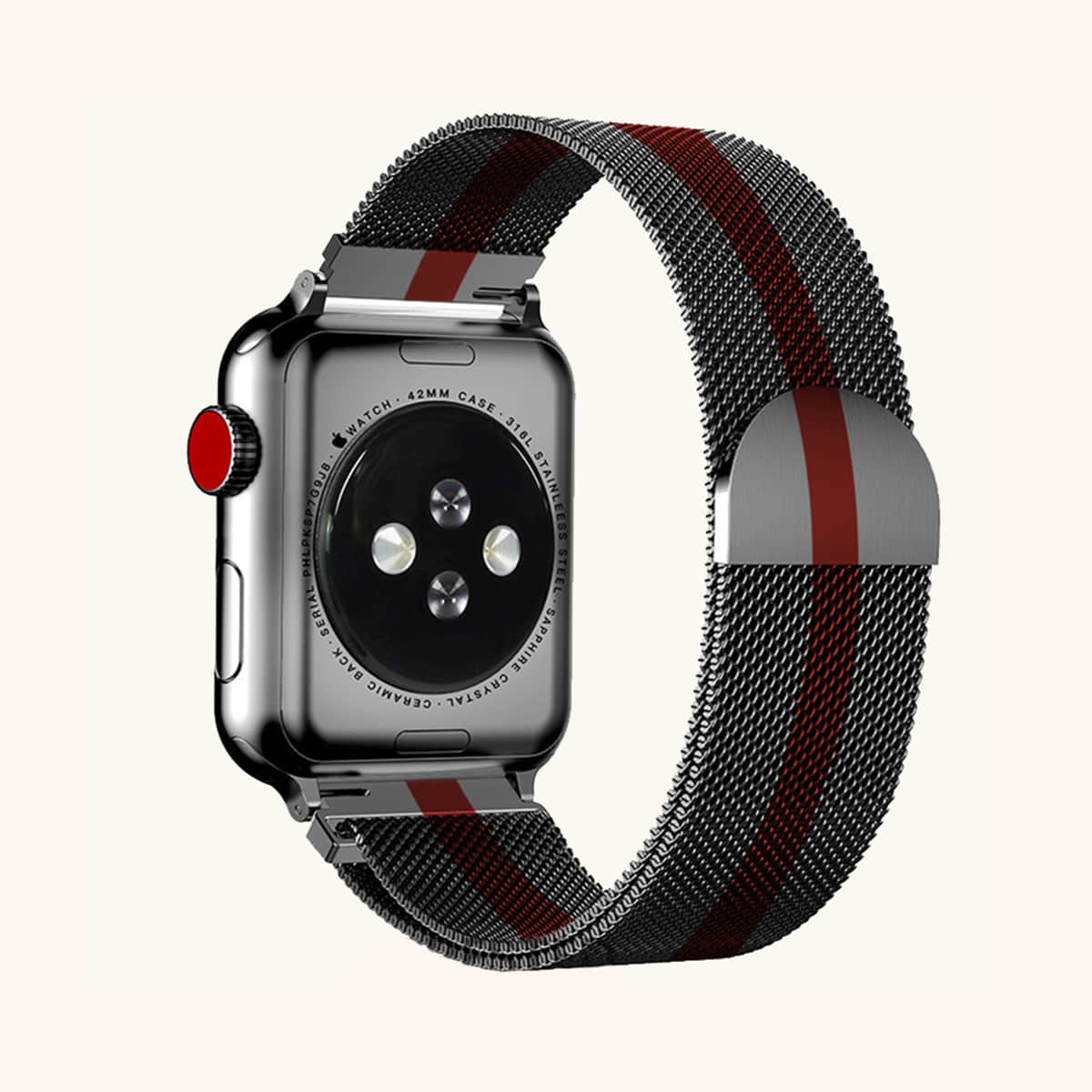 

1pc Two Tone Stainless Steel iWatch Band, Black