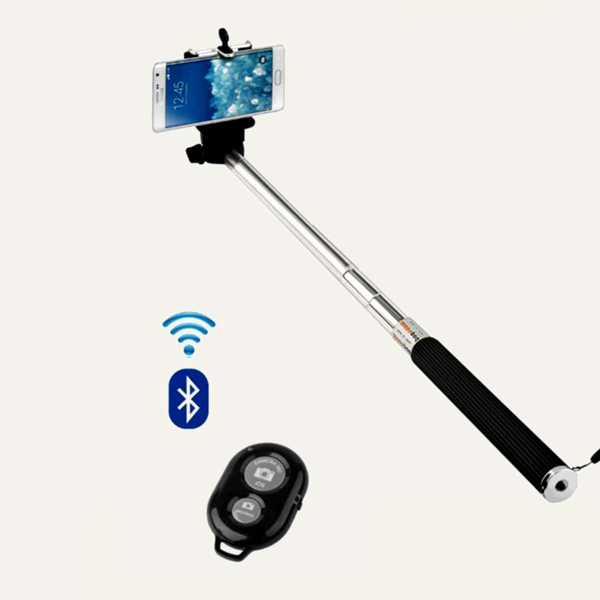 

1pc Wireless Bluetooth Mobile Phone Selfie Stick With Remote Control, Black