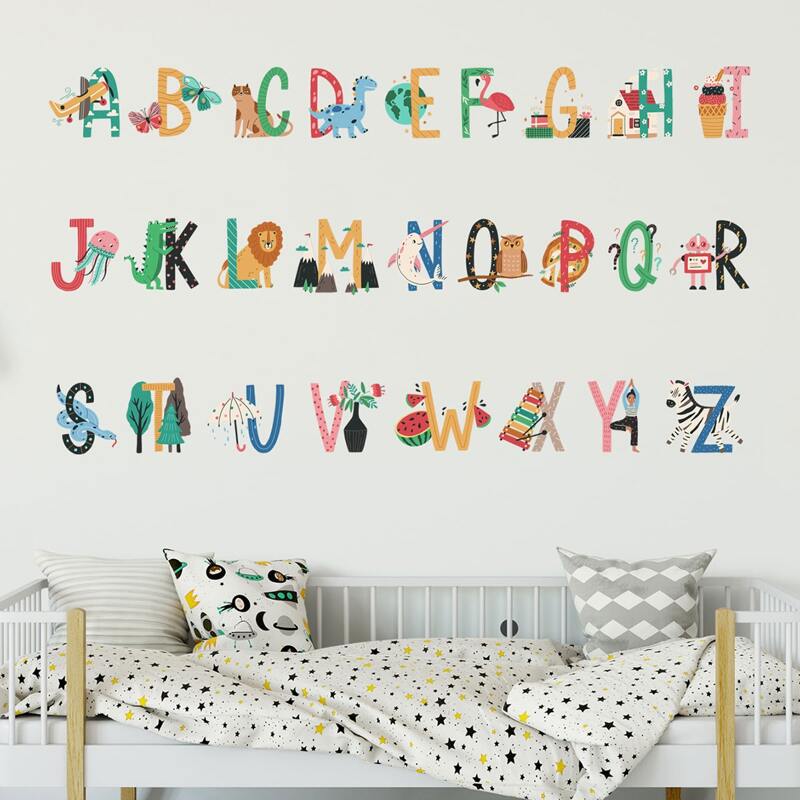 

Cartoon Alphabet Print Wall Sticker, Multicolor