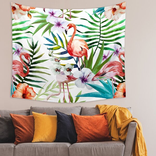 

Flamingo Print Tapestry, Multicolor