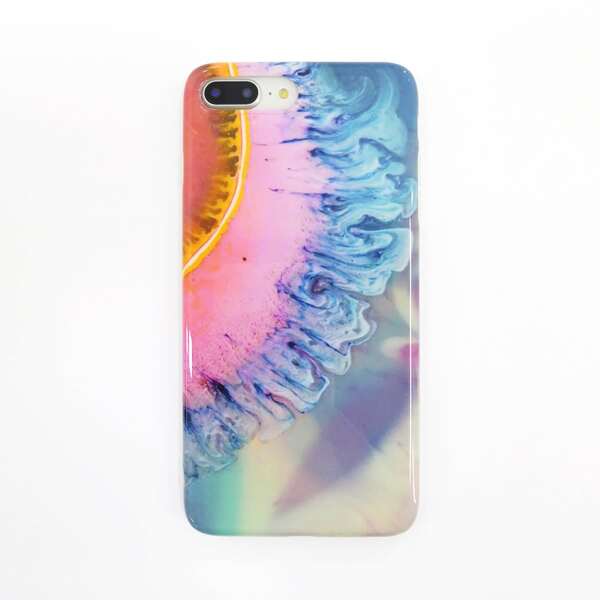 

1pc Colorblock iPhone Case, Multicolor