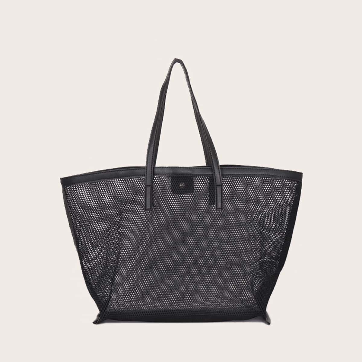 

Large Capacity Mesh Tote Bag, Black