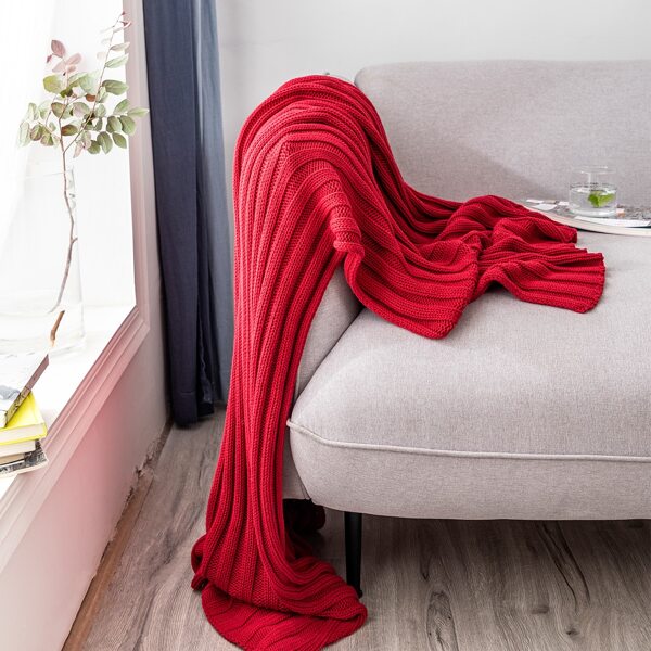 

Solid Knitted Blanket, Red