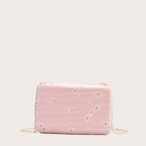 

Girls Daisy Floral Graphic Box Bag, Pink