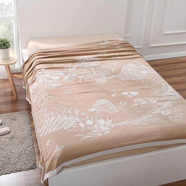 

Scenery Pattern Knitted Blanket, Khaki