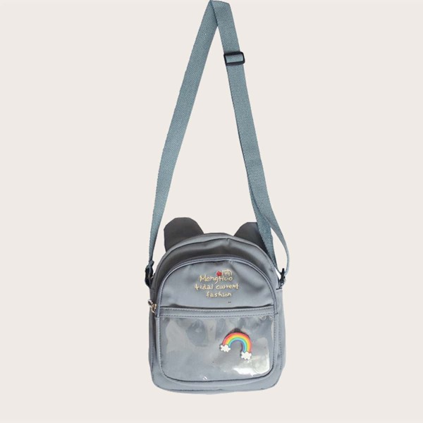 

Kids Rainbow Decor Clear Pocket Front Crossbody Bag, Blue
