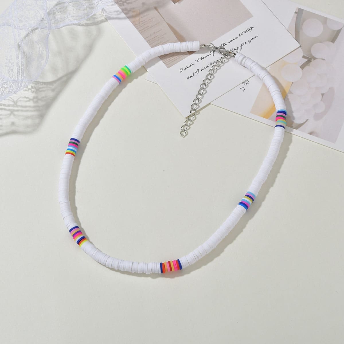 

Beaded Design Necklace, White