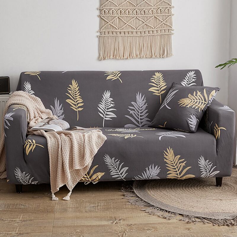 

Leaf Print Stretchy Sofa Cover Without Cushion, Multicolor