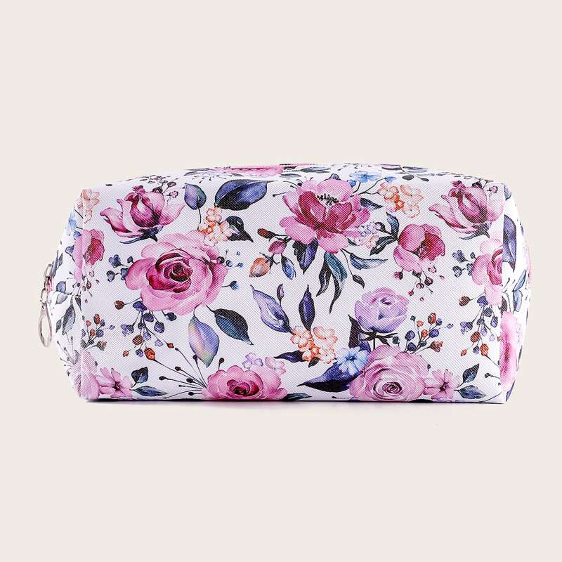 

1pc Flower Print Makeup Bag, Multicolor