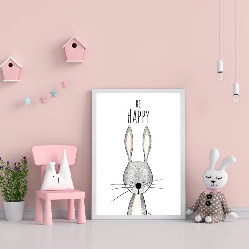 

Rabbit Print Wall Painting Without Frame, Multicolor