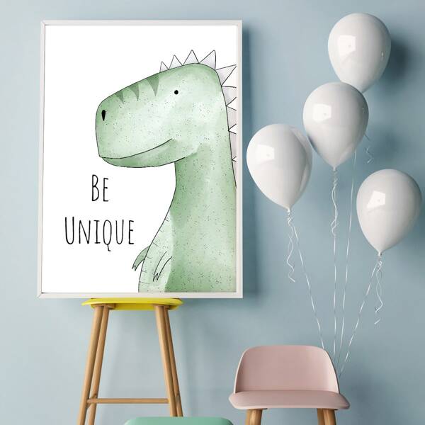

Dinosaur Print Wall Painting Without Frame, Green