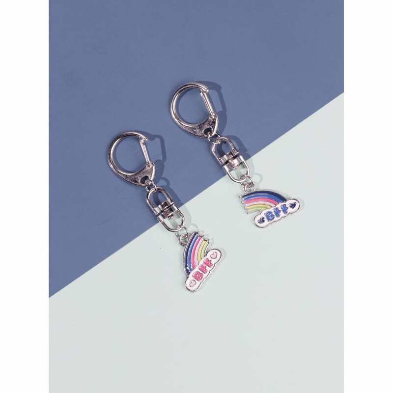 

2pcs Rainbow Keychain, Silver