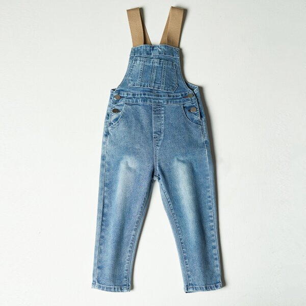 

Toddler Boys Contrast Straps Denim Overall, Light wash