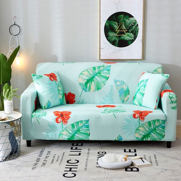 

Flower Print Stretchy Sofa Cover Without Cushion, Multicolor