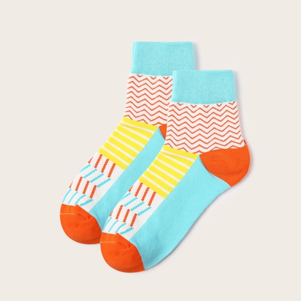 

Chevron Pattern Socks, Multicolor