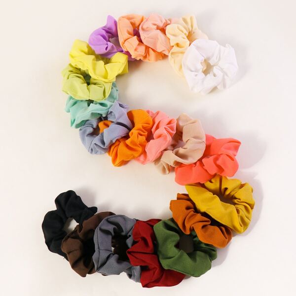

20pcs Solid Simple Scrunchie, Multicolor