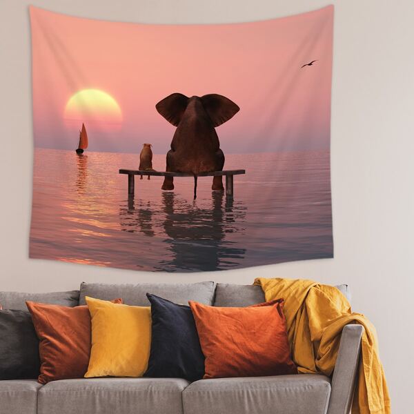 

Elephant Print Tapestry, Multicolor