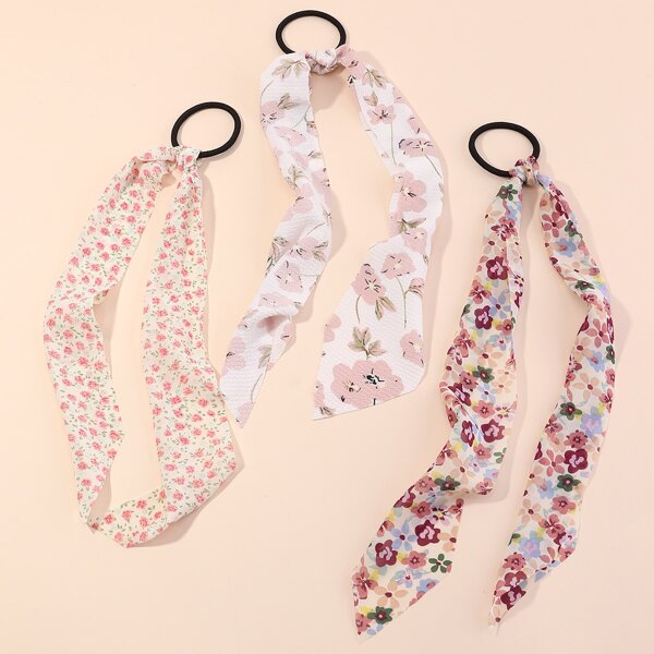 

3pcs Ditsy Floral Pattern Hair Tie, Multicolor
