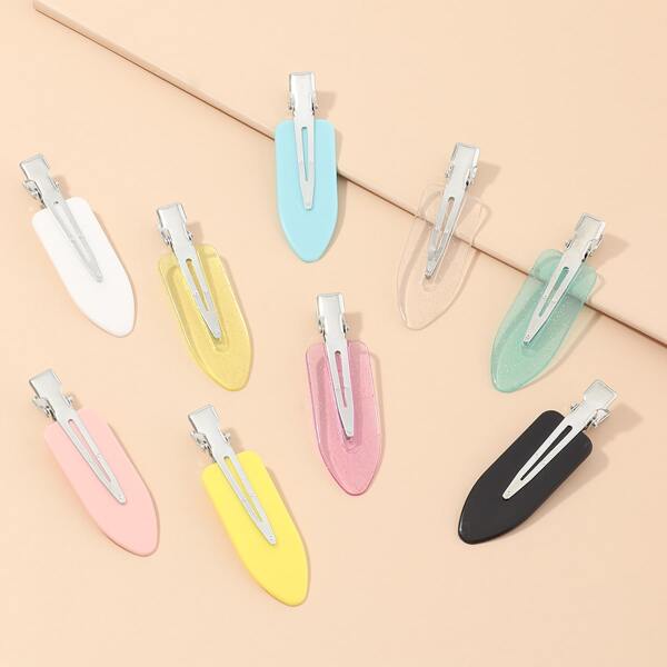 

9pcs Solid Hair Clip, Multicolor
