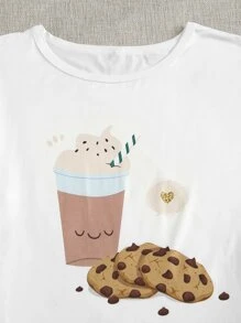 Cartoon Biscuit Graphic PJ Set / Pajama Set - Multicolor - View 5