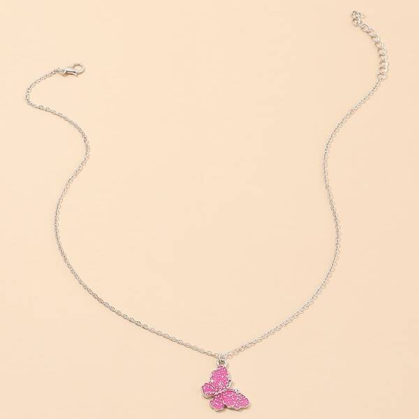

Butterfly Charm Necklace, Hot pink