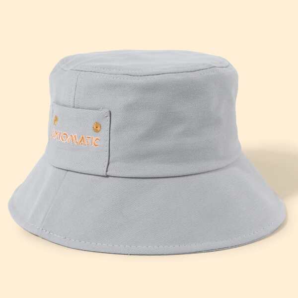 

Letter Embroidery Bucket Hat, Grey
