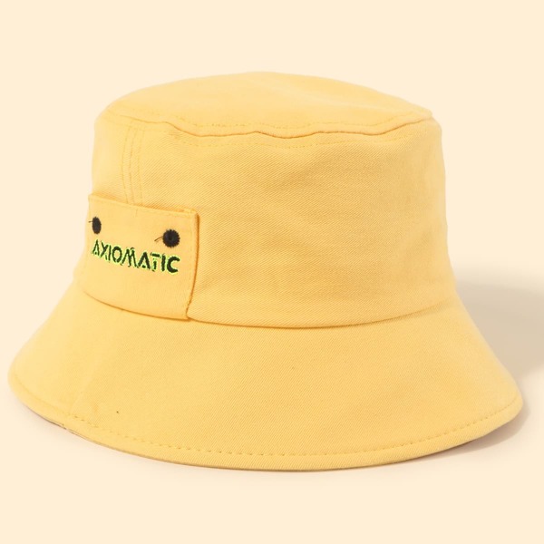 

Letter Embroidery Bucket Hat, Yellow
