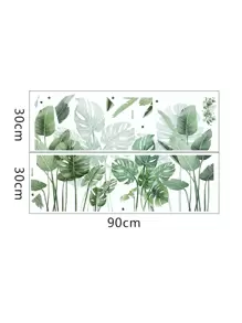 Plant Print Wall Sticker, Tropical Leaf Pattern Wall Art Decal For Home Decor, Stickers, Wall Decal, Vinyl Decal For Home Decorations, Spring Decoration Items Refresh Your Home, Rama Decoration Stickers Gifts Birthday Graduation - Green - View 2