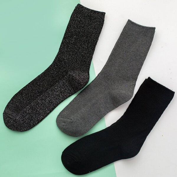 

3pairs Golden Silk Socks, Multicolor
