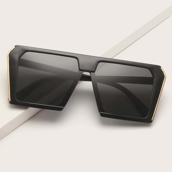 

Flat Top Square Frame Sunglasses, Black
