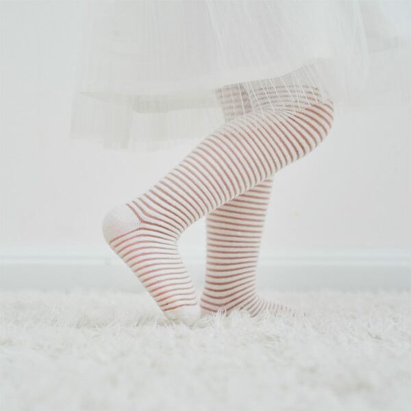 

Toddler Girls Striped Pattern Tights, White