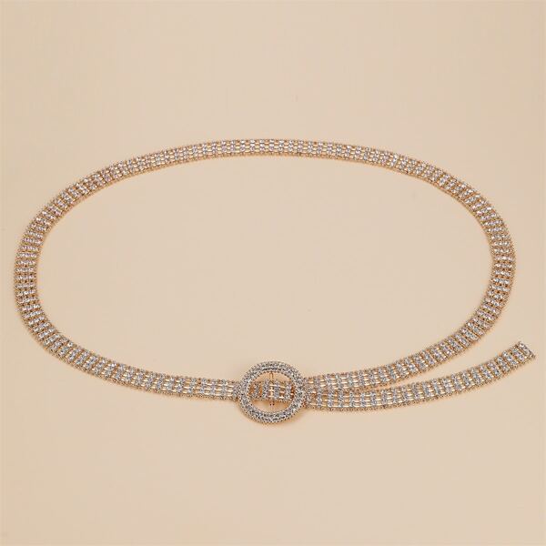 

Rhinestone Engraved Chain Belt, Gold