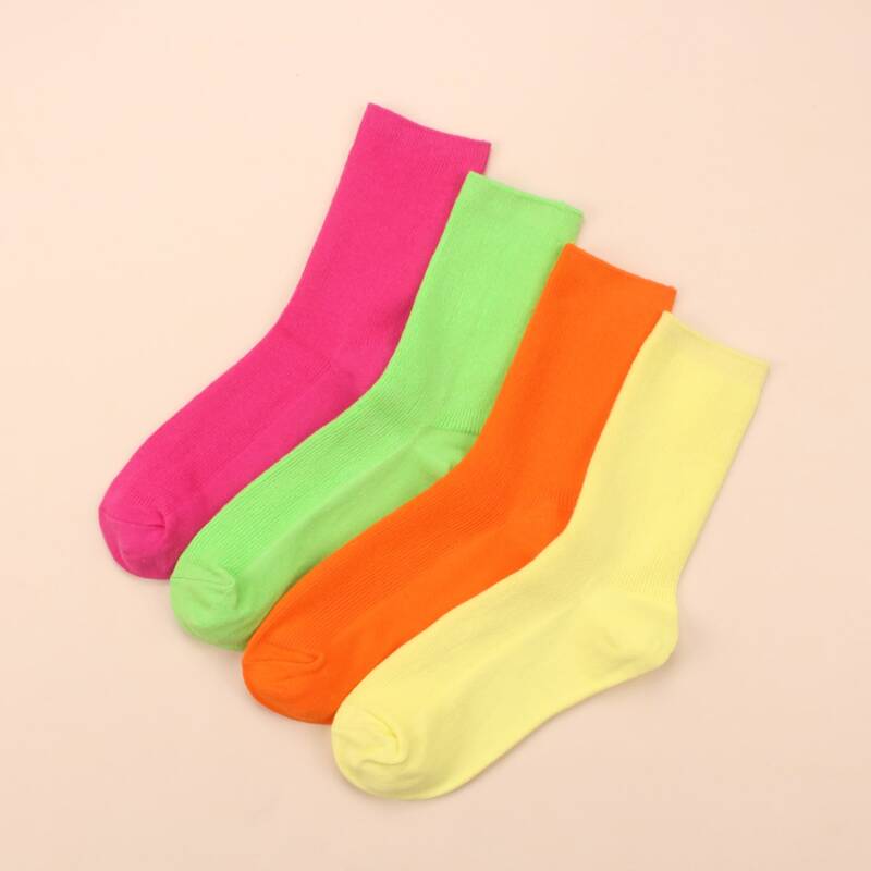 

4pairs Plain Ankle Socks, Multicolor