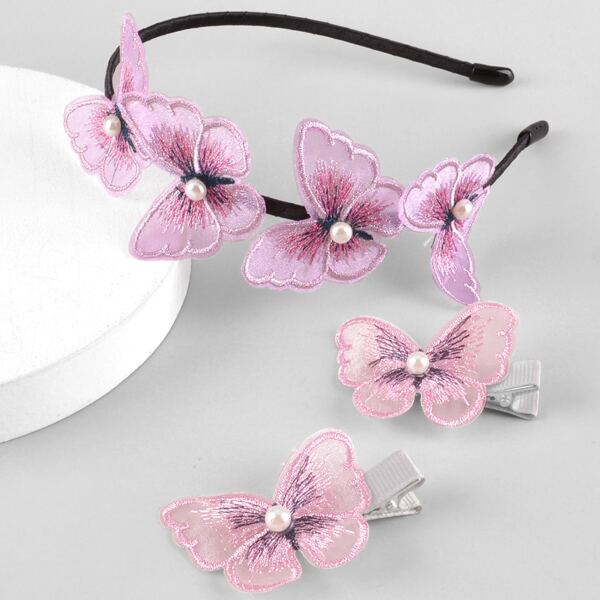 

3pcs Butterfly Decor Hair Hoop & Hair Clip, Multicolor