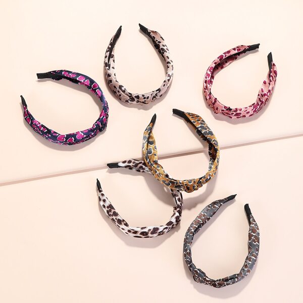 

6pcs Leopard Pattern Hair Hoop, Multicolor