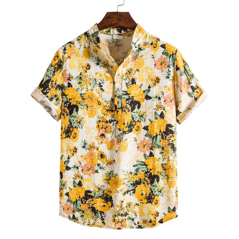 

Guys Half Placket Floral Print Shirt, Multicolor