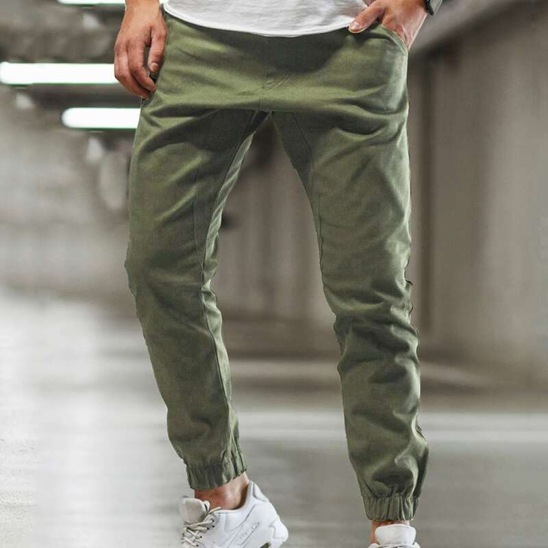 

Guys Solid Carrot Pants, Army green
