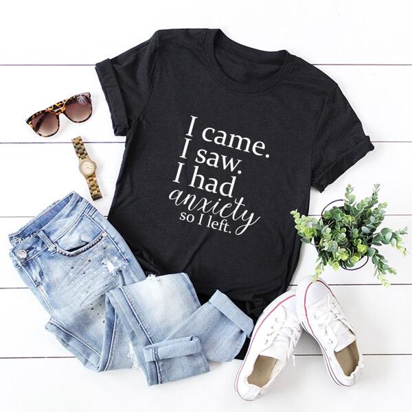 

Plus Slogan Graphic Round Neck Tee, Black